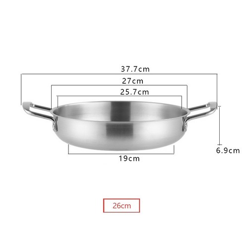 Ramen Noodles Pots Stainless Steel Soup Pot Anti Scald Milk Egg Soup Cooking Pot Kitchen Cookware Ki, silver  26cm, 이탈리아