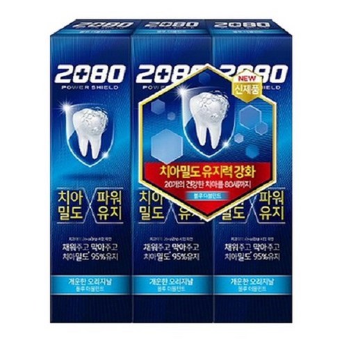 2080 파워쉴드 블루더블민트치약 140g x3개, 3개