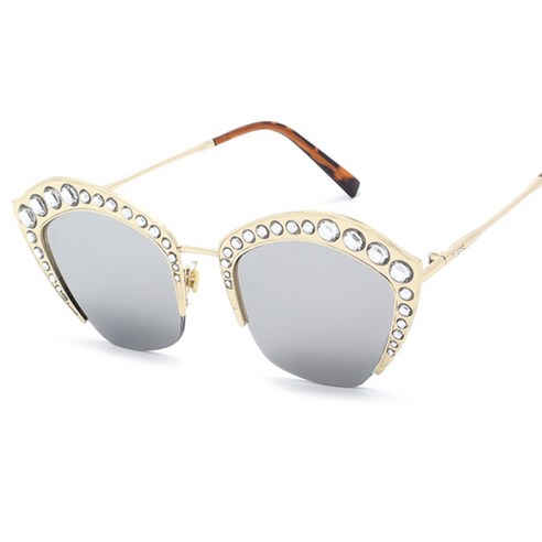 DIRUN 트렌드세터 2022 새로운 패션 선글라스 8359 다이아몬드 컬러 다이아몬드가있는 유럽 및 미국 선글라스 여성용 금속 하프 프레임 선글라스