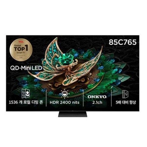 TCL 4K UHD LED QD Mini 스마트TV 화면크기 (cm/(인치)), 216cm(85인치), 모델명/품번 × 스탠드/벽걸이 구분 × 설치지원방식, 85C765 × 스탠드형 × 방문설치 섬네일