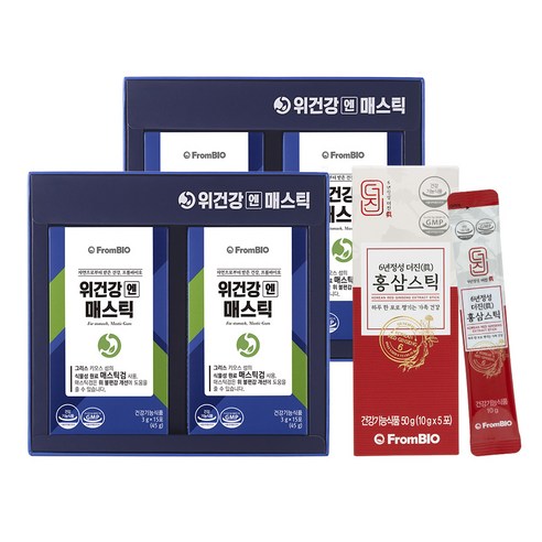 프롬바이오 위건강엔 매스틱 15포x4박스 + 홍삼스틱 5포, 4박스, 2개월, 15포