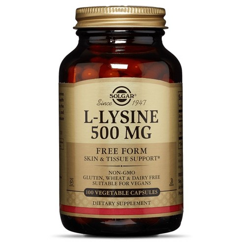 솔가 L-라이신 500mg 글루텐 프리 무설탕 베지터블 캡슐, 100정, 1개