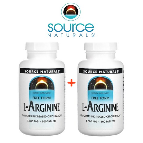 (1+1) 소스내츄럴스 L 아르기닌 1000 mg 아르지닌 알기닌 프리폼 아미노산 L-Arginine 100타블렛 2팩, 2개, 100정