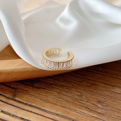 여자를위한 새로운 호화스러운 지르콘 원형 금 반지 유행 조정 가능한 열려있는 반지 연인 유행 보석 선물 부속품YJStore