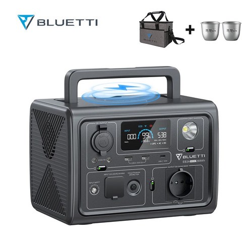 BLUETTI 블루에티 EB3A파워뱅크 600W 268Wh 캠핑용 휴대용 태양광 고속충전 대용량 보조배터리 앱 컨트롤 UPS모드 차량용충전케이블 증정, EB3A