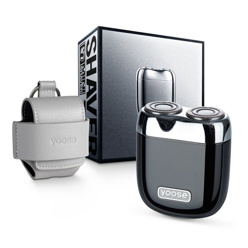 yoose 미니 전기 면도기 휴대용 면도기 완전 방수 USB-C 충전식 휴대용 파우치 포함, Yoose Mini Shaver, 블랙