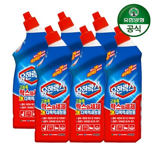 유한락스 멀티액션 락스와세제 고농축 다목적세정용, 6개, 755ml