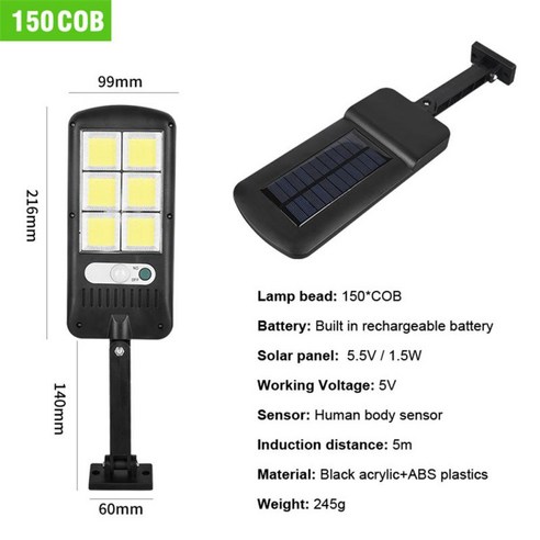 [KHTE]센서 스마트 원격 제어 라이저 야외 태양광 조명, with control_150COB-2200mAh