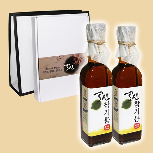 꼬신 통참깨100% 참기름250ml+참기름250ml 고급선물세트, 고중-참기름250ml+참기름250ml