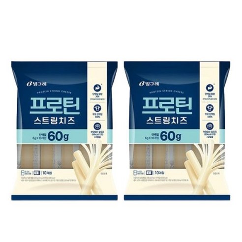 빙그레 [빙그레] 프로틴 스트링치즈, 스트링치즈 200g (20g 10개입), 2팩, 2개, 200g