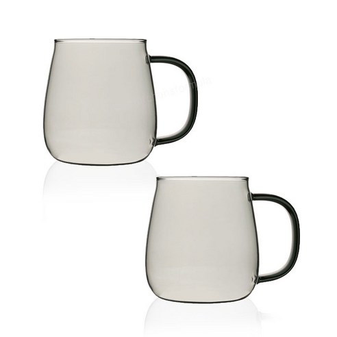 베리오 라운드 내열유리 머그컵 400ml, 그레이, 2개