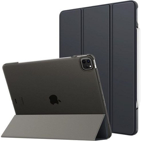 보내요 MoKo for iPad Air 13인치 M2 케이스 2024 Pro 12.9 6세대5세대 20222021 슬림 스마트 쉘 반투명 프로스트 하드 PC 후면 커버 서포트, Apricot Orange