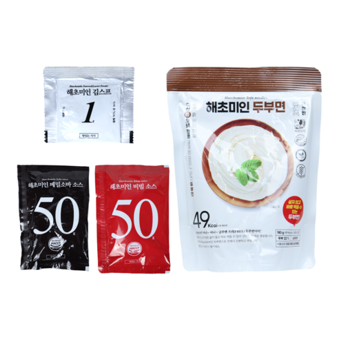 해초미인두부면 추천 상품해초미인 두부면 10입 (두부면 180g 10입+비빔소스50g 5입+메밀소바 50g5입+김스프 1g5입), 1.8kg, 1개 제품 사진