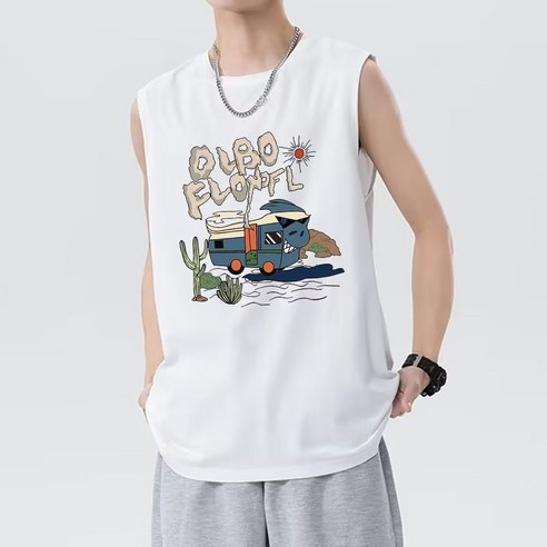 남성을 위한 세련되고 편안하며 할인된 1+1 나시 오버핏 운동복