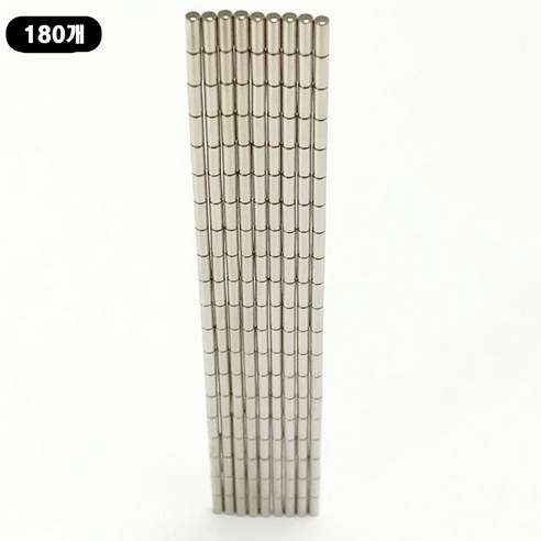 [제이스샷] 지름 2mm x 두께 5mm 동그란 네오디뮴 자석, D2*5T, 180개