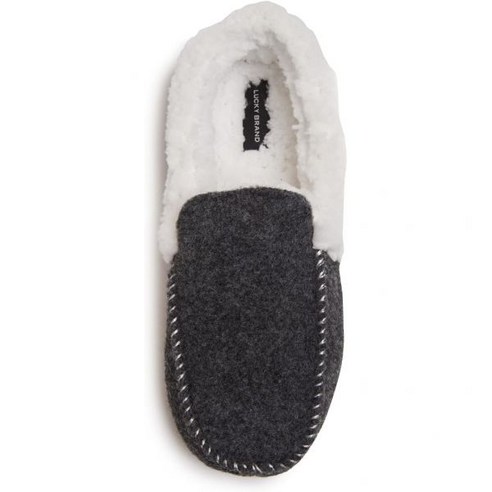 Lucky Brand Mens Faux Wool A-Line Slippers with Memory Foam