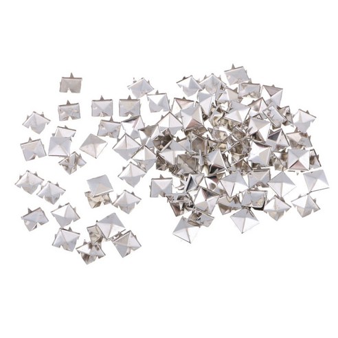 100 pcs 12x12mm 실버/골드 리벳 스퀘어 펑크 스파이크 명소 신발 가방 청바지 장식, 은, 합금