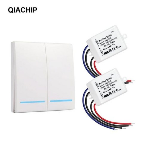 QIACHIP 벽 패널 무선 원격 제어 스위치 스마트 홈 룸 리모컨 수신기 AC 85-265V 433.92MHz 220V 1 CH, 05 1 RC and 2 Receiver