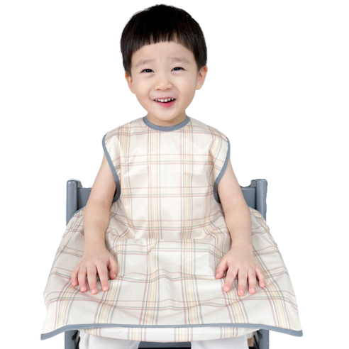 벨베이비 식탁일체형 방수 턱받이 나시 완전커버 오리지날, (리뉴얼)베이지 체크, 1개, 1개