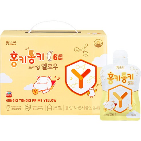 함소아 홍키통키 프라임 옐로우 유아홍삼, 450ml, 1박스