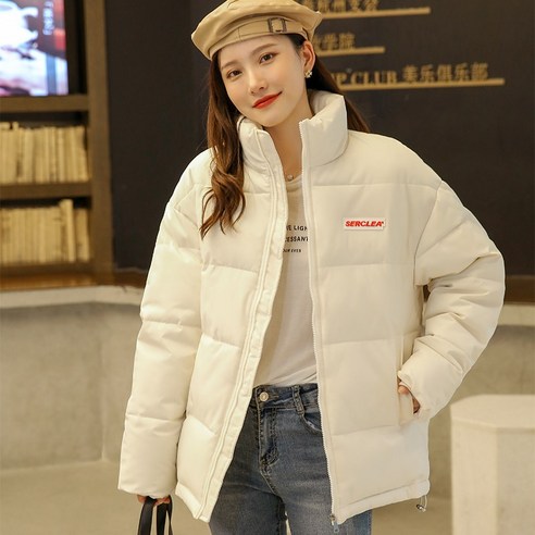 리얼 샷 새로운 한국어 스타일 심장 자수 렉스 토끼 모피 양털 안감 짧은 재킷 면화 패딩 자켓 학생 여성