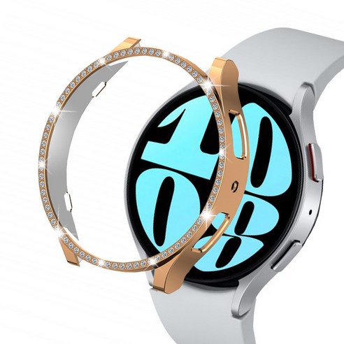 어프리비 갤럭시 워치6 샤인 큐빅 범퍼 풀커버 케이스 40mm 44mm, 로즈골드