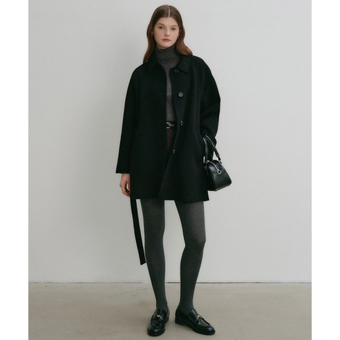 매장정품 LOOKAST 리앤 울 핸드메이드 하프 코트_블랙 / LEANNE WOOL HANDMADE HALF COAT_BLACK LK2EFTOC001-BK 500716