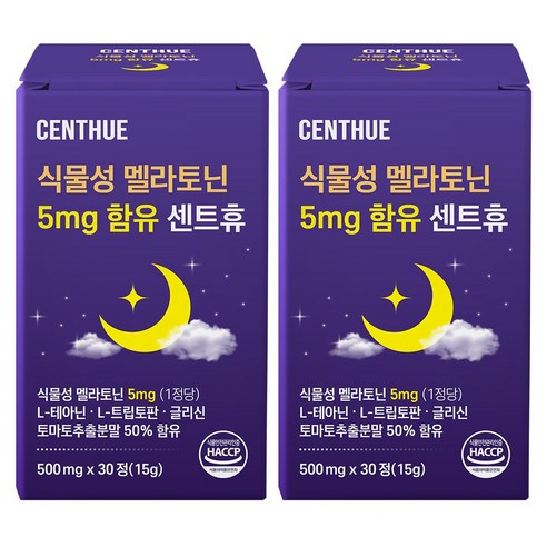 식물성 멜라토닌 5mg 함유 센트휴, 2개, 30정