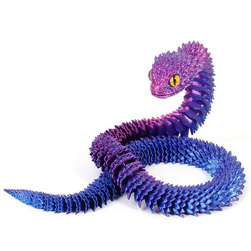 푸른 뱀 모형 인형 자유관절 3D프린터 선물 소품, 60CM, 퍼플블루, 1개
