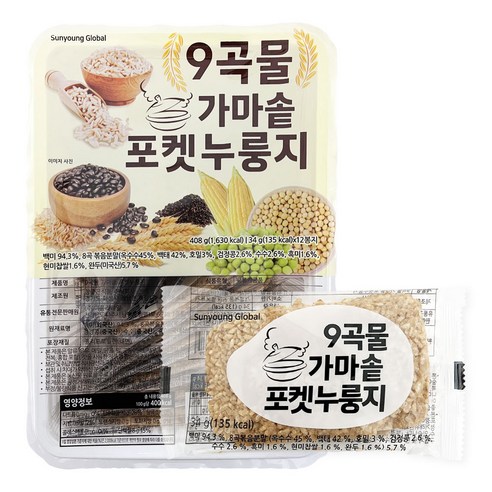 9곡물 가마솥 포켓누룽지 408g (34gx12봉지), 24개입, 34g