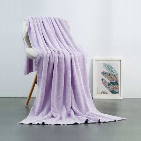 산호 벨벳 목욕 수건 증가 두꺼운 비치 수건 흡수 속도 마르기 쉬움 털 수건, 70*140cm, 연보라색