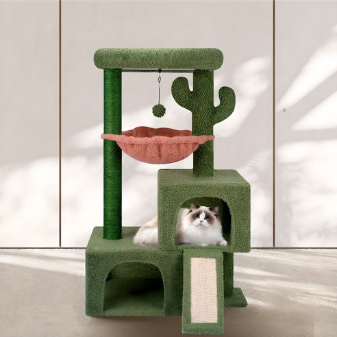 로이펫 4단 스크래쳐 숨숨집 플랫품 뚱냥이 캣타워