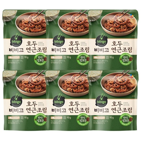 CJ 비비고 호두연근조림, 6개, 90g