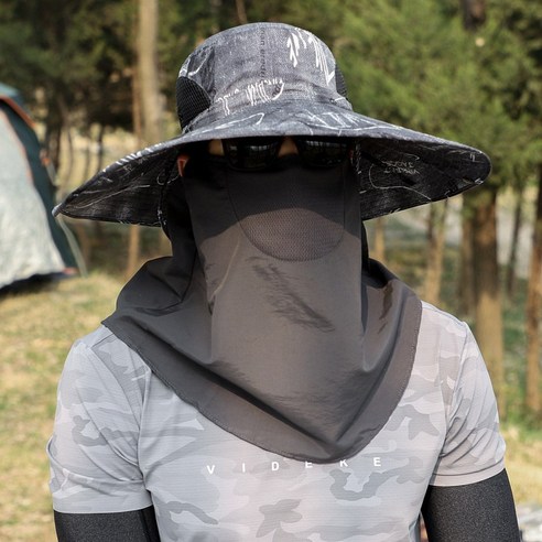 DFMEI 모자남성 선캡 여름 야외에서 얼굴 가리개 등산 카모플라쥬 자외선 차단제입니다.선 버킷햇 선캡입니다, DFMEI S4