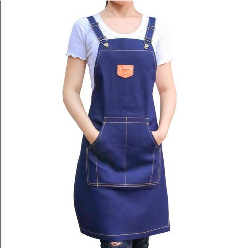데님 앞치마 부엌 요리사 우유 다방 미용 남성 회화 식당 작업복 프린트, 블루