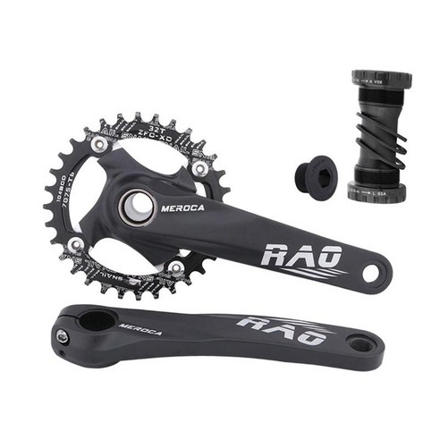 산악 자전거 크랭크 알루미늄 합금 MTB 크랭크 암 170mm 104 BCD 하단 브래킷 키트 및 체인 링 포함 8/9/10/11/12 속도, 검은 축 32t., 170mm.