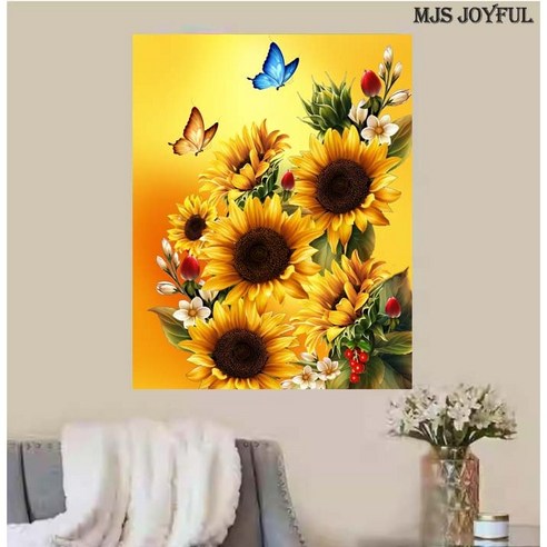 엠제이에스 명화그리기 50x40cm (캔버스형) DIY 유화 세트, KK10 - 황금 풍수해바라기
