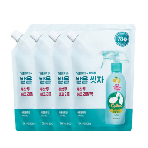 온더바디 코튼풋 발을씻자 풋샴푸 레몬향 리필 500ml 4개, 1개 Best Top5