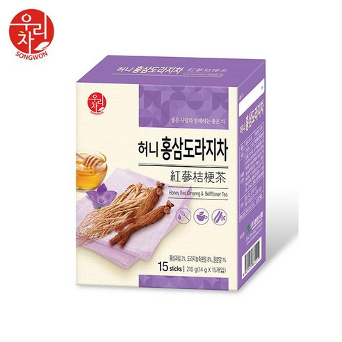 송원 허니 홍삼도라지차 15포 x3 45포 여자선물, 3개, 15개입, 14g