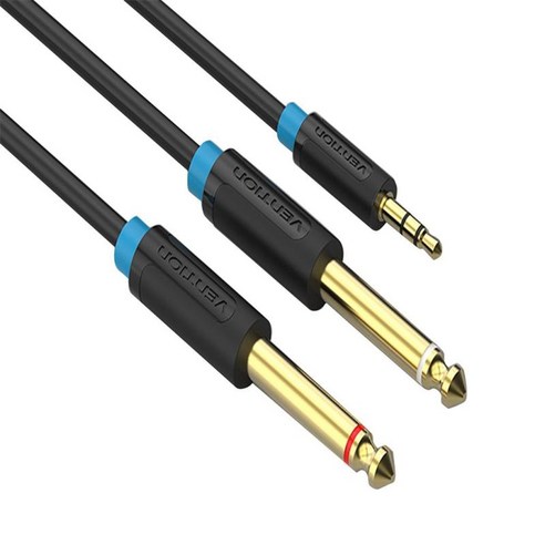 3.5mm 플러그-더블 6.5mm 어댑터 남성-남성 오디오 케이블 블랙, 0.5 미터, PVC