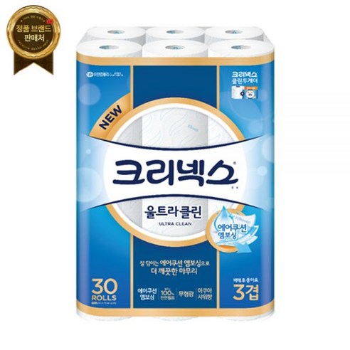 크리넥스 울트라클린 3겹 25m 30롤 화장지 두루마리 휴지, 02-데코앤소프트 3겹 34M 24롤