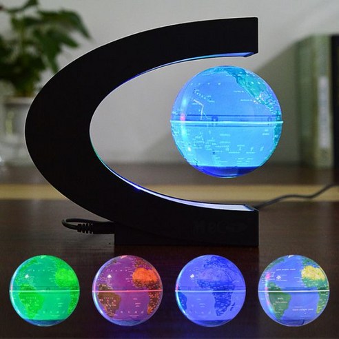 모바글러브 지구 창조적 인 선물 장식품 3 인치 C 자 자기장 서스펜션 기술 공중 부양 3D 인쇄, 에, 골데