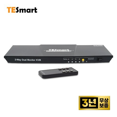 티이스마트 듀얼모니터 HDMI 2포트 KVM 스위치, KVM 통합 케이블 3M (HDMI 2.0), 1개 kvm2:2