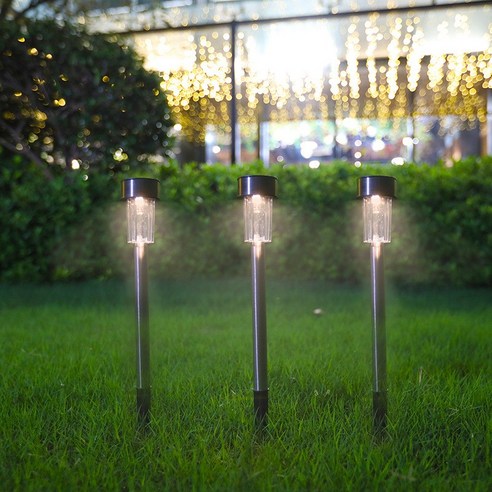 태양광 정원등 LED 조명 스테인리스 잔디 장식등 기둥등 10개, 칠색광 10PCS