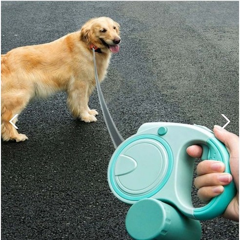 뉴보스 꼬임방지 강아지 고양이 반려견 LED조명 배변봉투 수납 자동 리드줄 5M, 네이비, 1개