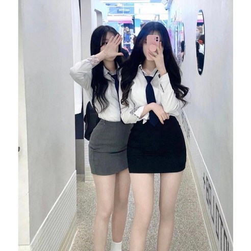 유콩샵 [너가 찾던 그 교복핏!!] 기본 미니스커트 교복치마 슬림 착붙핏 2color