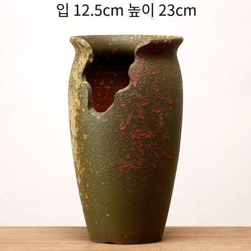 다육 화분 두꺼운 도자기 통기성 오래된 더미 도자기 냄비 홈 장식 절묘한 녹색 식물 큰 마법사 세라믹 꽃 장치, ZJ-12녹색 배경-큰