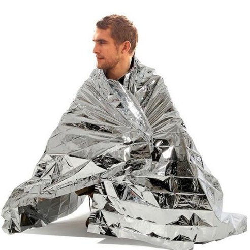 응급 체온유지 비상보온 구조 재난용 은박 이불 매트, 1개, 210-160