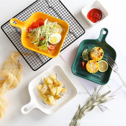 크리 에이 티브 식기 과일 및 야채 샐러드 그릇 수프 국수 그릇, 옐로 블라인드 손잡이 그릇