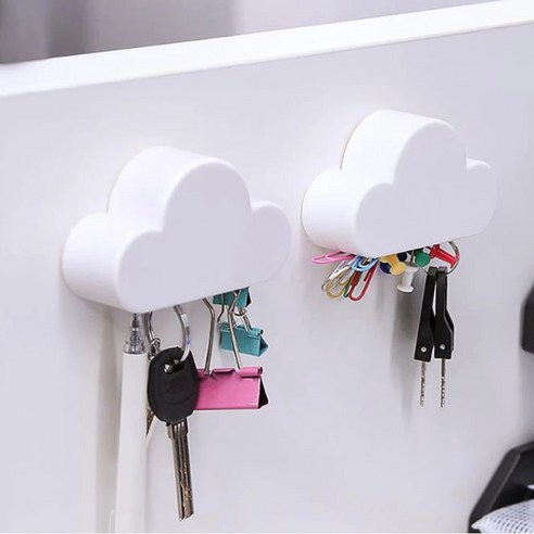 1PCS 크리 에이 티브 구름 모양의 키 체인 벽 홀더 자기 키 체인 주최자 홈 오피스에 대 한 화이트 참신 키 홀더 저장소, 하나